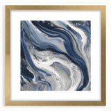 Modern Abstract Wall Art – Navy and Gray Fluid Acrylic Canvas