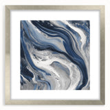 Modern Abstract Wall Art – Navy and Gray Fluid Acrylic Canvas