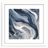 Modern Abstract Wall Art – Navy and Gray Fluid Acrylic Canvas