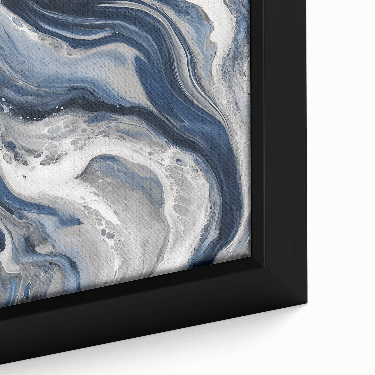 Modern Abstract Wall Art – Navy and Gray Fluid Acrylic Canvas