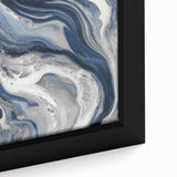 Modern Abstract Wall Art – Navy and Gray Fluid Acrylic Canvas