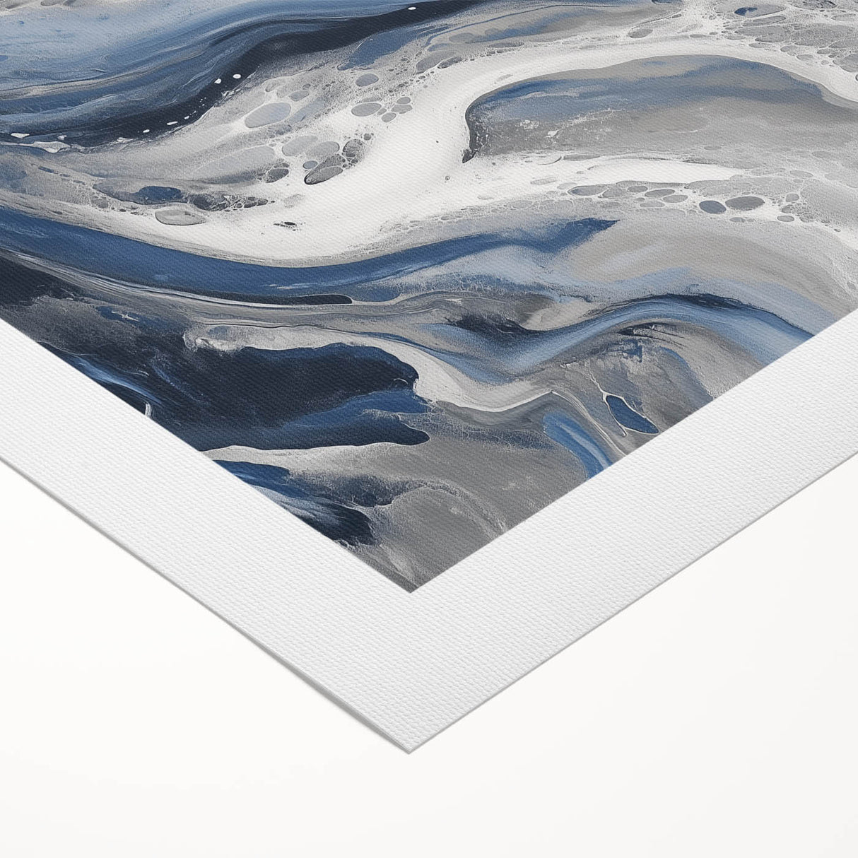 Modern Abstract Wall Art – Navy and Gray Fluid Acrylic Canvas