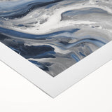 Modern Abstract Wall Art – Navy and Gray Fluid Acrylic Canvas