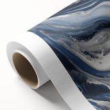 Modern Abstract Wall Art – Navy and Gray Fluid Acrylic Canvas