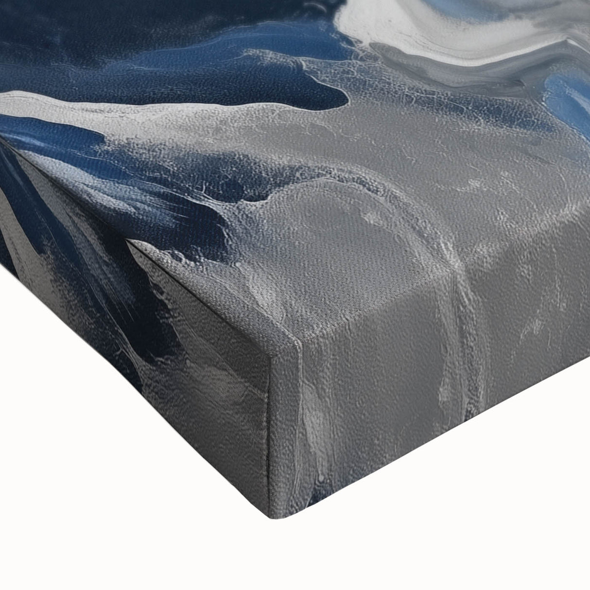 Modern Abstract Wall Art – Navy and Gray Fluid Acrylic Canvas