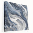 Modern Abstract Wall Art – Navy and Gray Fluid Acrylic Canvas