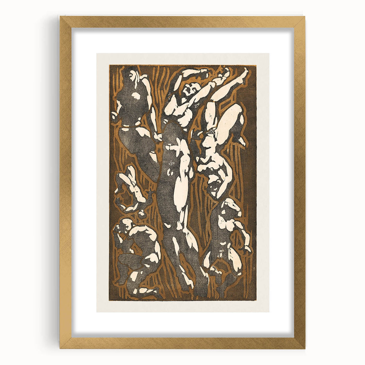 Abstract Modern Wall Art - Dynamic Nude Figures with Earthy Tones