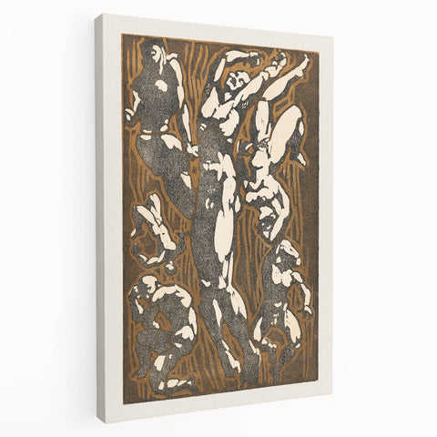 Abstract Modern Wall Art - Dynamic Nude Figures with Earthy Tones