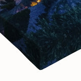 Close-up of a stretched canvas artwork depicting a serene landscape with a majestic castle surrounded by lush greenery, showcasing vibrant colors and intricate details, perfect for home decor.