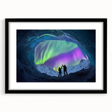 Black-framed landscape artwork depicting a serene cave scene, featuring rich earthy tones and intricate details, perfect for home or office decor.