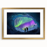 Elegant gold-framed landscape artwork with a mat, showcasing a serene cave scene, ideal for home decor. Perfect for nature lovers and art collectors.