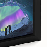 Close-up of a framed canvas artwork depicting abstract landscapes and cave formations, showcasing earthy tones and intricate textures, ideal for modern home decor.