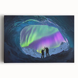 Stretched canvas artwork depicting a vibrant landscape scene with intricate cave formations, featuring rich earthy tones and detailed textures, ideal for home decor.