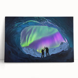 Stretched canvas artwork showcasing a serene landscape with intricate cave formations, vibrant colors, and a modern aesthetic, perfect for home decor.