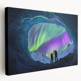 Stretched canvas artwork showcasing a stunning view of colorful landscapes and intricate cave formations, ideal for modern home decor and art enthusiasts.