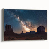 Framed canvas artwork showcasing a stunning landscape of cliffs, featuring silver accents and a side view that highlights its depth and texture, ideal for modern decor.