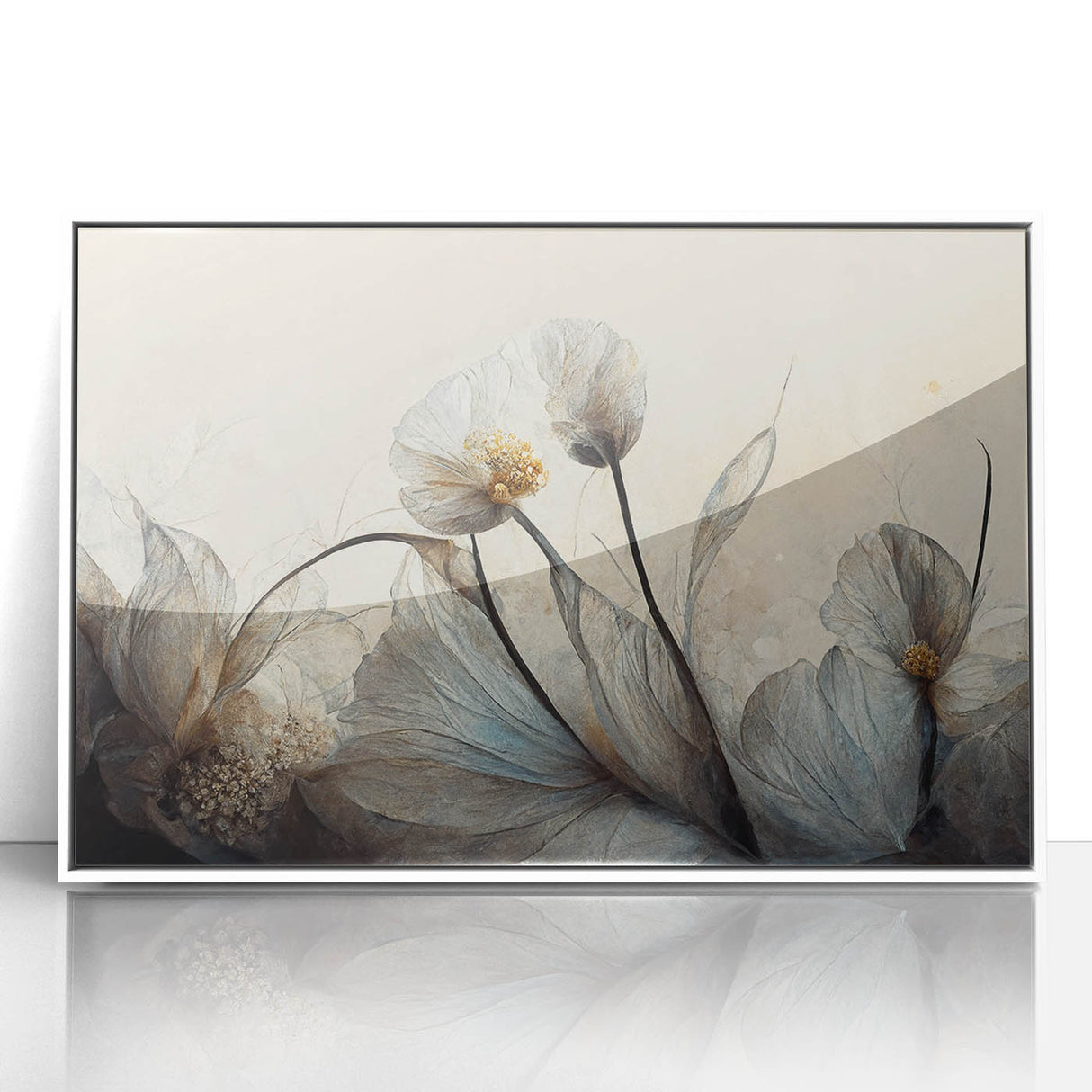 Ethereal Floral Elegance – Modern Neutral Wall Art for Living Room
