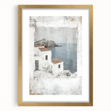 Abstract architectural wall art framed in gold, featuring geometric shapes and a modern design, adding sophistication to any interior decor.