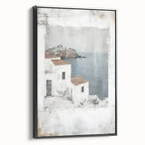 Framed black abstract architectural wall art featuring geometric shapes and lines, displayed from a side view, ideal for modern home decor themes.