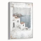 Framed abstract architecture wall art in white, showcasing modern design elements and geometric patterns, ideal for contemporary home decor.