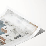 Abstract architecture wall art print showcasing geometric patterns in vibrant colors, elegantly rolled and ready for display, enhancing modern interior decor.