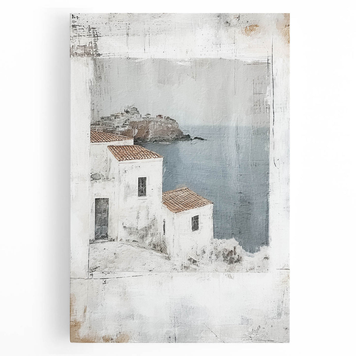 Abstract architectural wall art on stretched canvas, showcasing geometric shapes and vibrant colors, ideal for modern home decor. Perfect statement piece for art enthusiasts.