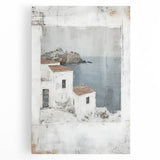 Abstract architectural wall art on stretched canvas, showcasing geometric shapes and vibrant colors, ideal for modern home decor. Perfect statement piece for art enthusiasts.