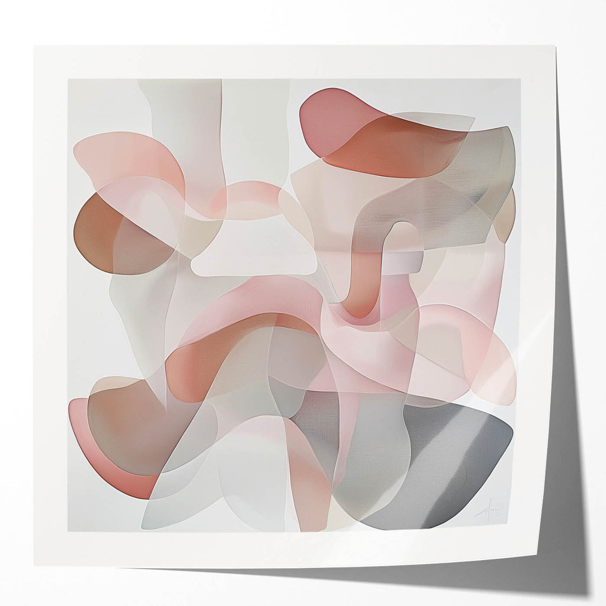 Abstract geometric art print mockup showcasing vibrant colors and sharp angles, displayed in a glossy finish, perfect for modern home decor.