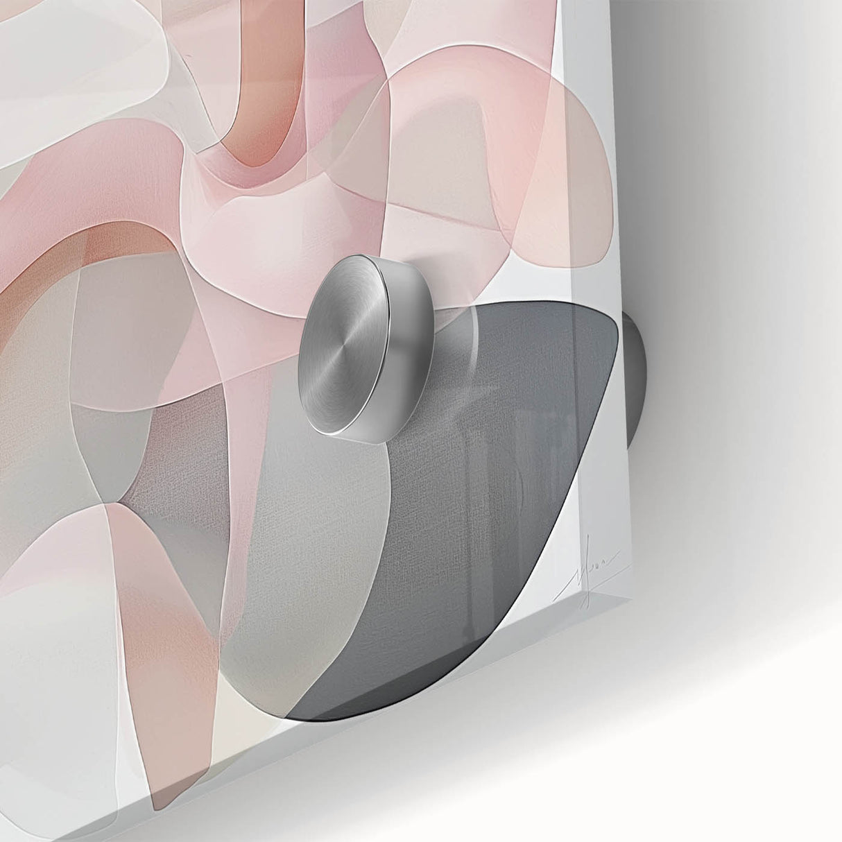 Close-up of a vibrant abstract geometric design on acrylic glass, showcasing intricate patterns in bold colors, ideal for modern home decor or art collections.