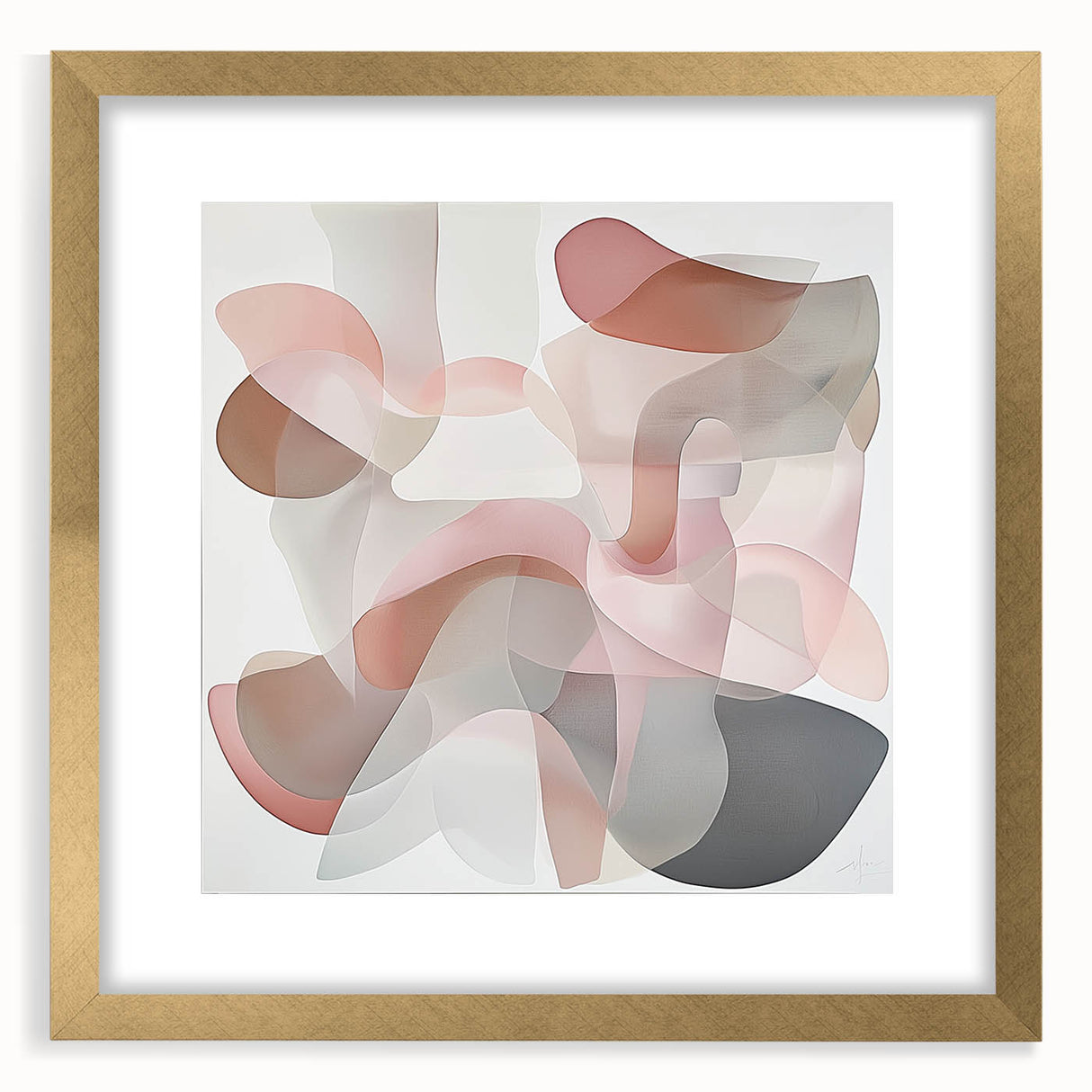 Abstract geometric frame with a gold mat, showcasing a modern design that adds elegance to any décor. Ideal for contemporary art enthusiasts seeking stylish wall accents.