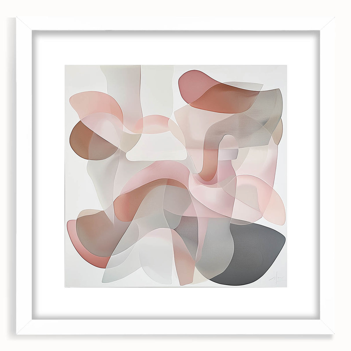 Abstract geometric frame in a white mat, showcasing a modern design with sharp angles and vibrant colors, ideal for enhancing contemporary home decor.