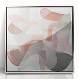 Framed acrylic artwork showcasing an abstract geometric design in silver tones, perfect for modern decor. The piece features sharp angles and smooth surfaces, enhancing any contemporary space.