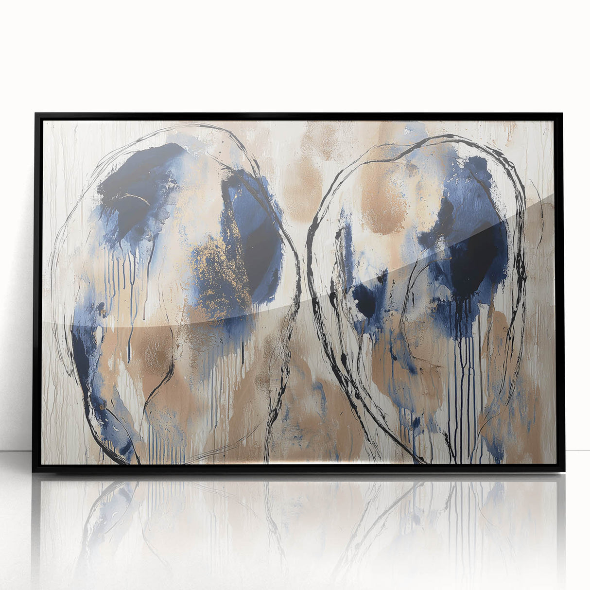 Framed acrylic artwork showcasing vibrant abstract splatters in bold colors on a sleek black background, perfect for modern home decor and artistic expression.