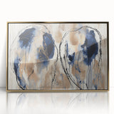 Framed abstract art print showcasing vibrant gold splatters on a white background, ideal for modern home decor. Perfect for enhancing interior aesthetics.