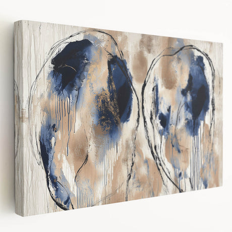 Abstract splatter art on stretched canvas showcasing vibrant colors and dynamic patterns, viewed from the side, ideal for modern home decor or artistic spaces.