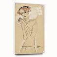 Vintage Art Deco Wall Art - Elegant Portrait with Soft Red Accents