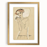 Vintage Art Deco Wall Art - Elegant Portrait with Soft Red Accents