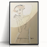 Vintage Art Deco Wall Art - Elegant Portrait with Soft Red Accents