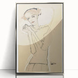 Vintage Art Deco Wall Art - Elegant Portrait with Soft Red Accents