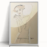 Vintage Art Deco Wall Art - Elegant Portrait with Soft Red Accents