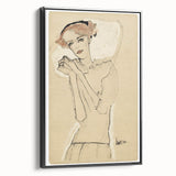 Vintage Art Deco Wall Art - Elegant Portrait with Soft Red Accents