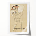 Vintage Art Deco Wall Art - Elegant Portrait with Soft Red Accents