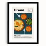 Extra large framed abstract art print featuring colorful, textured depictions of various food dishes.