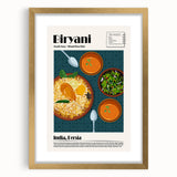 Extra large framed abstract art print featuring textured food dishes in muted earth tones, ideal for living room decor.