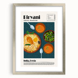 Textured art depicting abstract food dishes in muted earth tones, framed in silver, ideal for dining room decor.