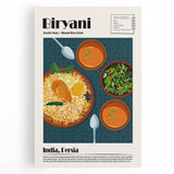 Black and white wall art on stretched canvas featuring an array of various food dishes, ideal for kitchen wall art.