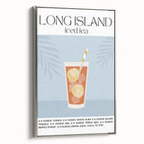 Framed canvas featuring a vintage poster of a colorful landscape painting on a black background, ideal for dining room decor.