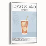 Extra large framed canvas of a vintage poster art featuring colorful food and drink motifs on a black background.