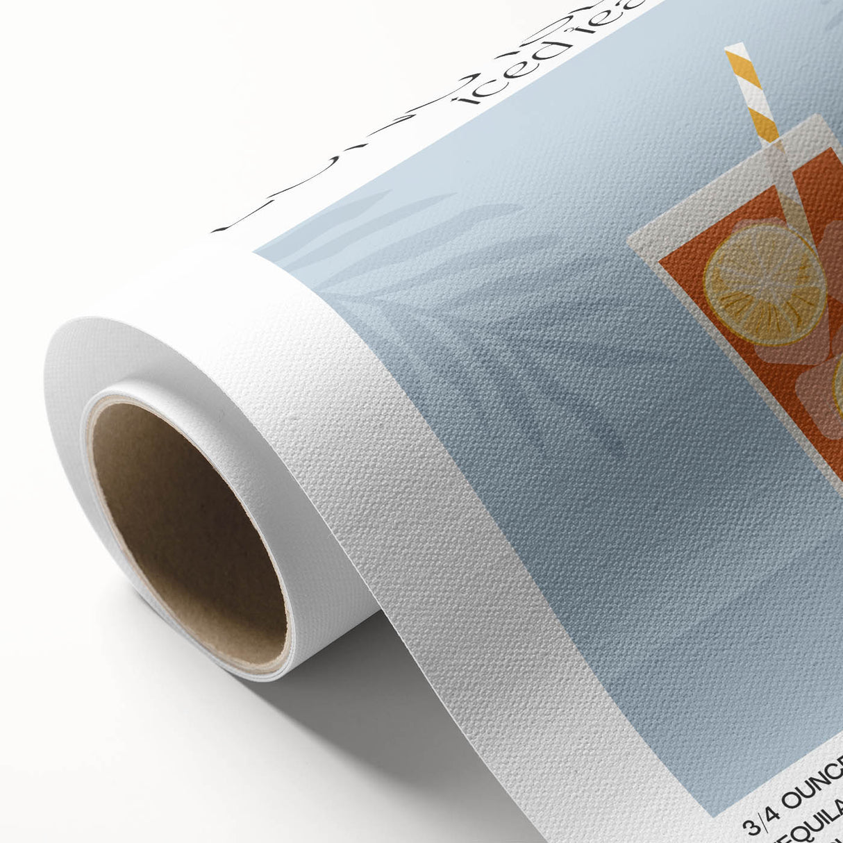 Art deco poster featuring a stylized cocktail, in pastel shades on rolled canvas, ideal for dining room decor.
