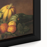 Extra large black wall art featuring colorful, textured fruits on a framed canvas, ideal for living room decor.